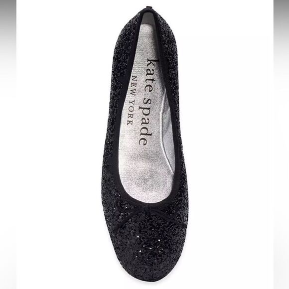 Kate Spade New York size 5 b 5b black glitter ballet shoes Honey Glitter Flats - Picture 1 of 6